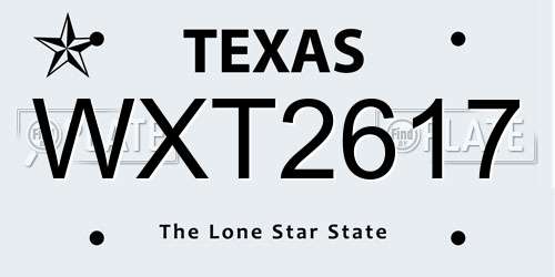 WXT2617 Texas License Plate