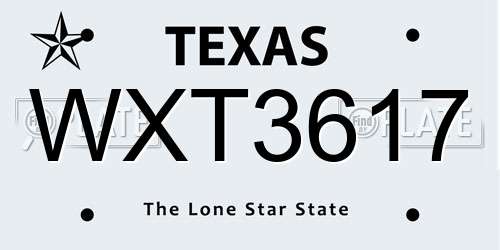 WXT3617 Texas License Plate