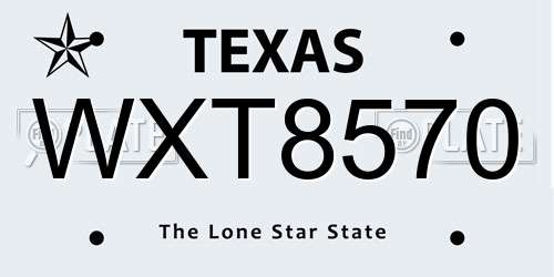 WXT8570 Texas License Plate