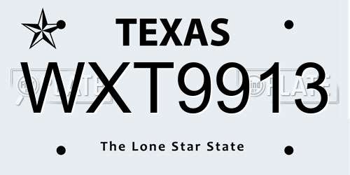WXT9913 Texas License Plate