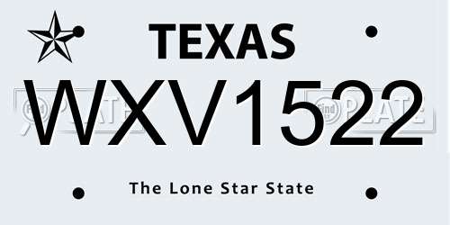 WXV1522 Texas License Plate