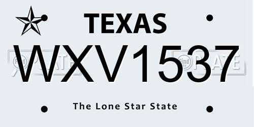 WXV1537 Texas License Plate