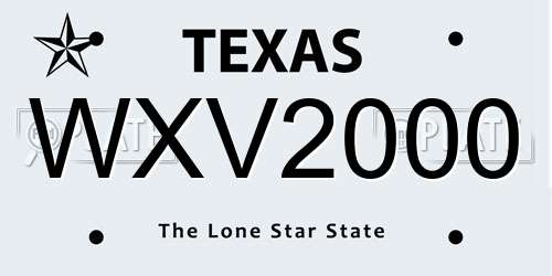 WXV2000 Texas License Plate