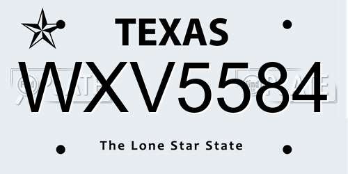 WXV5584 Texas License Plate