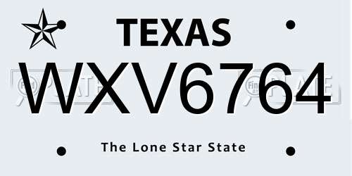 WXV6764 Texas License Plate