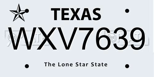 WXV7639 Texas License Plate