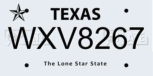 WXV8267 Texas License Plate