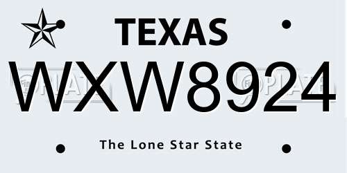 WXW8924 Texas License Plate