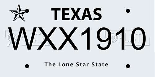 WXX1910 Texas License Plate