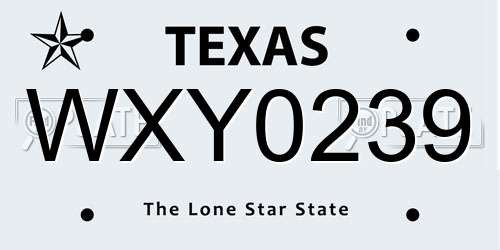 WXY0239 Texas License Plate