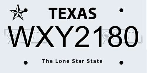 WXY2180 Texas License Plate