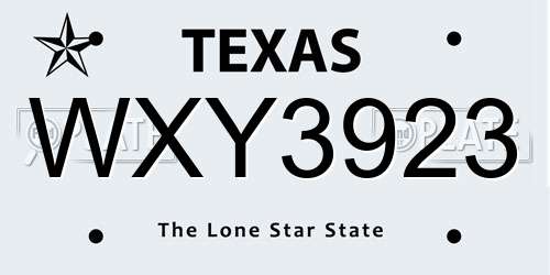 WXY3923 Texas License Plate