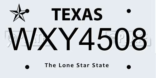 WXY4508 Texas License Plate