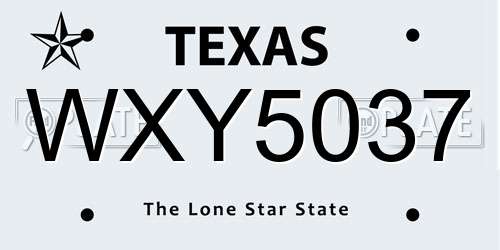 WXY5037 Texas License Plate