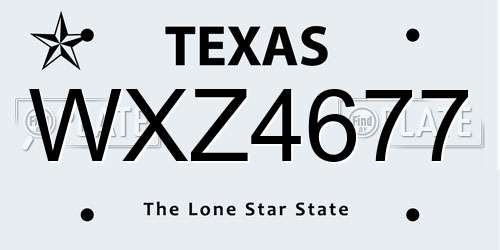 WXZ4677 Texas License Plate