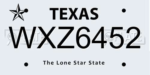 WXZ6452 Texas License Plate