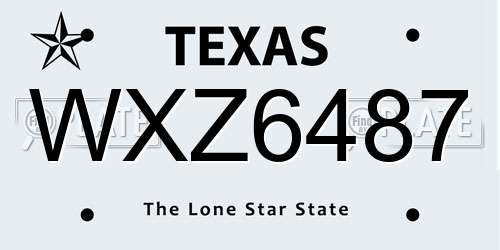 WXZ6487 Texas License Plate