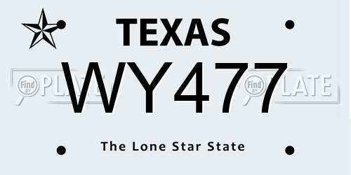 WY477 Texas License Plate