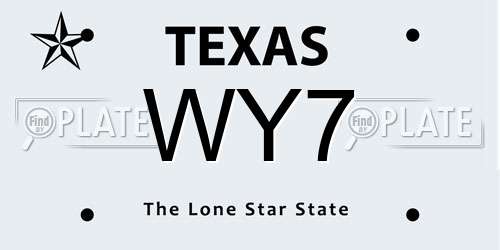 WY7 Texas License Plate
