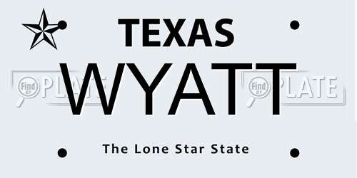 WYATT Texas License Plate
