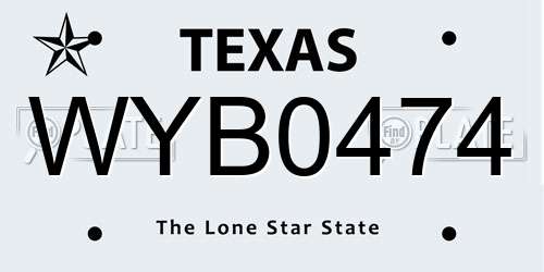 WYB0474 Texas License Plate
