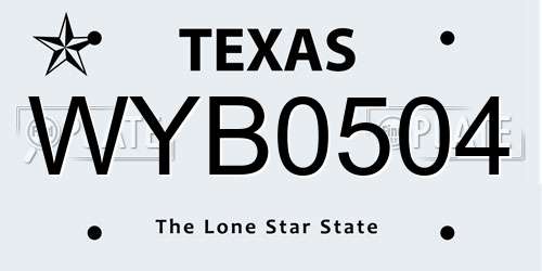 WYB0504 Texas License Plate