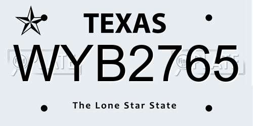 WYB2765 Texas License Plate