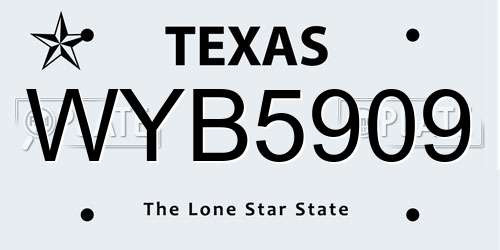 WYB5909 Texas License Plate