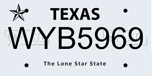 WYB5969 Texas License Plate