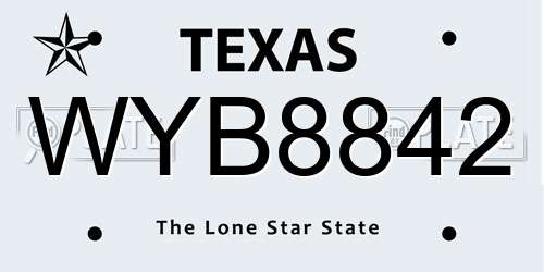 WYB8842 Texas License Plate