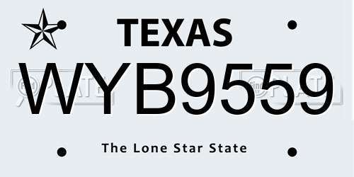 WYB9559 Texas License Plate
