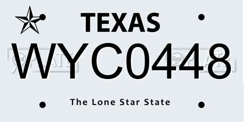 WYC0448 Texas License Plate
