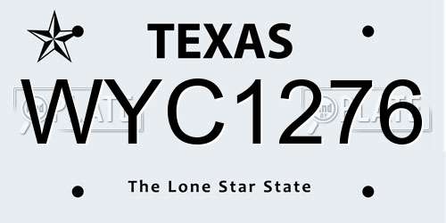 WYC1276 Texas License Plate