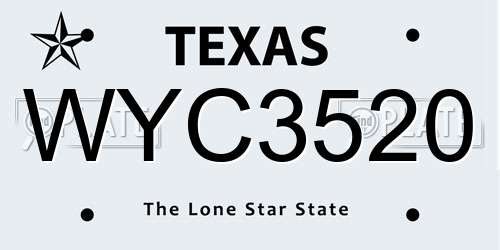 WYC3520 Texas License Plate