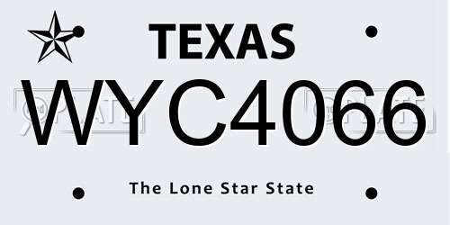 WYC4066 Texas License Plate