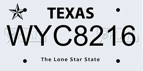 WYC8216 Texas License Plate