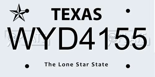 WYD4155 Texas License Plate