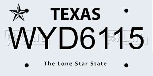 WYD6115 Texas License Plate