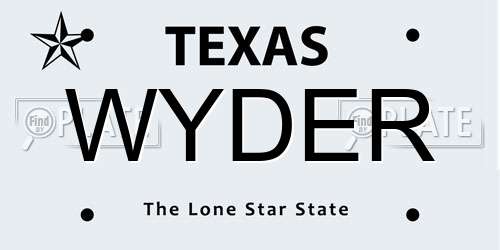 WYDER Texas License Plate
