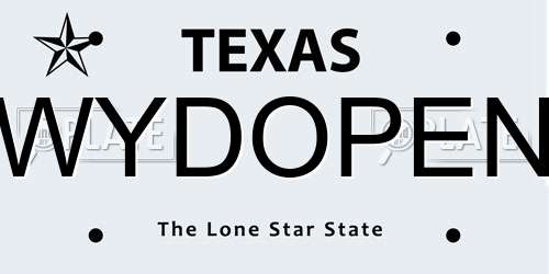 WYDOPEN Texas License Plate