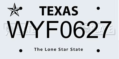 WYF0627 Texas License Plate