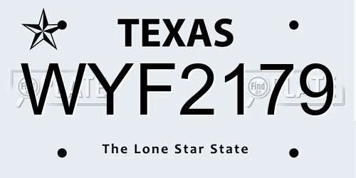 WYF2179 Texas License Plate