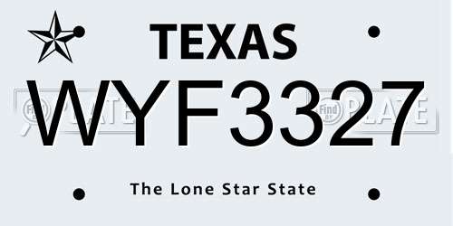 WYF3327 Texas License Plate