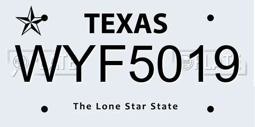 WYF5019 Texas License Plate
