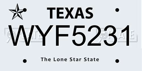 WYF5231 Texas License Plate