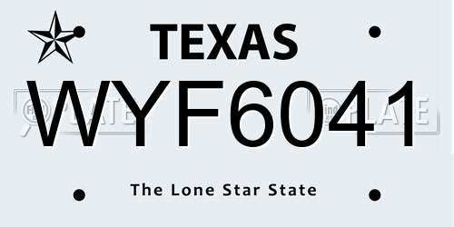 WYF6041 Texas License Plate