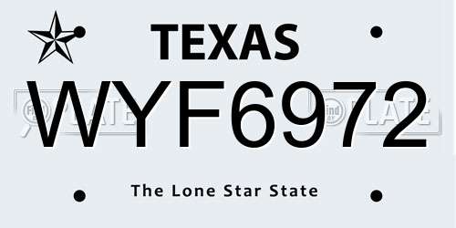 WYF6972 Texas License Plate