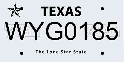 WYG0185 Texas License Plate