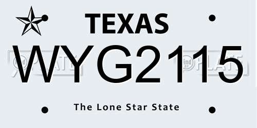WYG2115 Texas License Plate