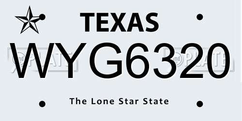 WYG6320 Texas License Plate